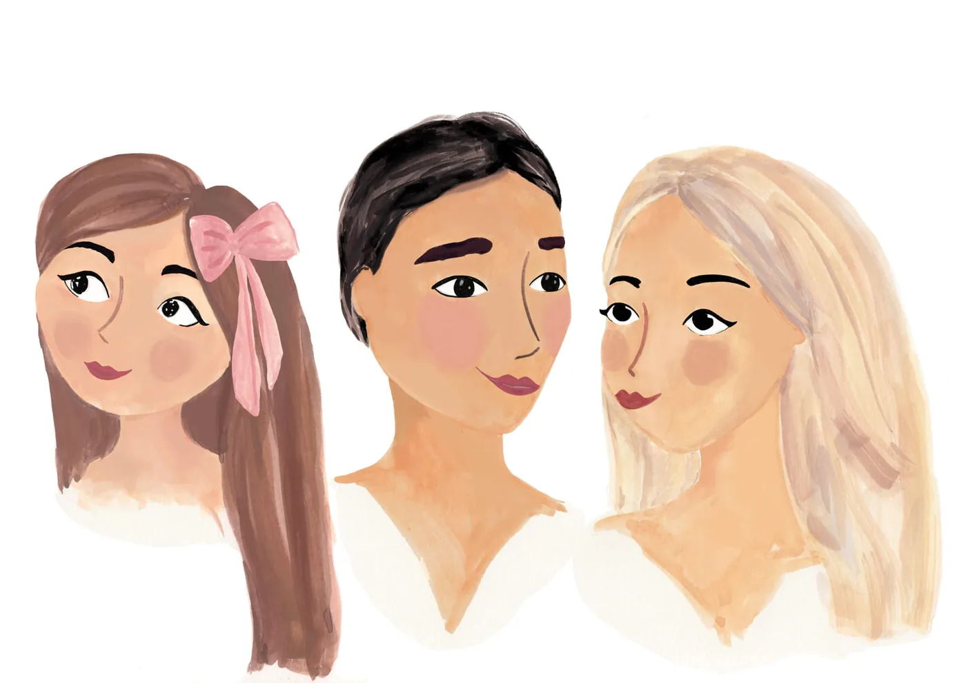 Illustrated portraits of Sophie, her dad and her mom